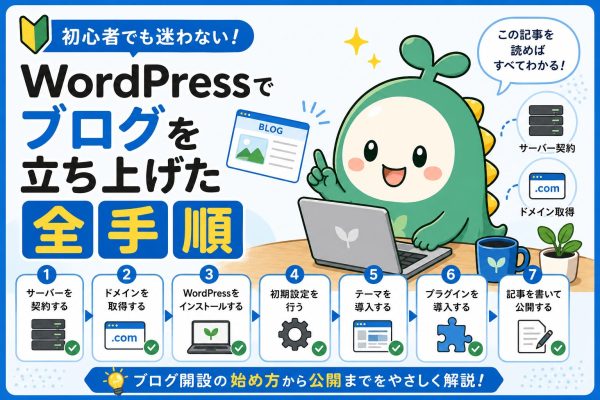 WordPressブログを立ち上げる手順を解説したアイキャッチ画像