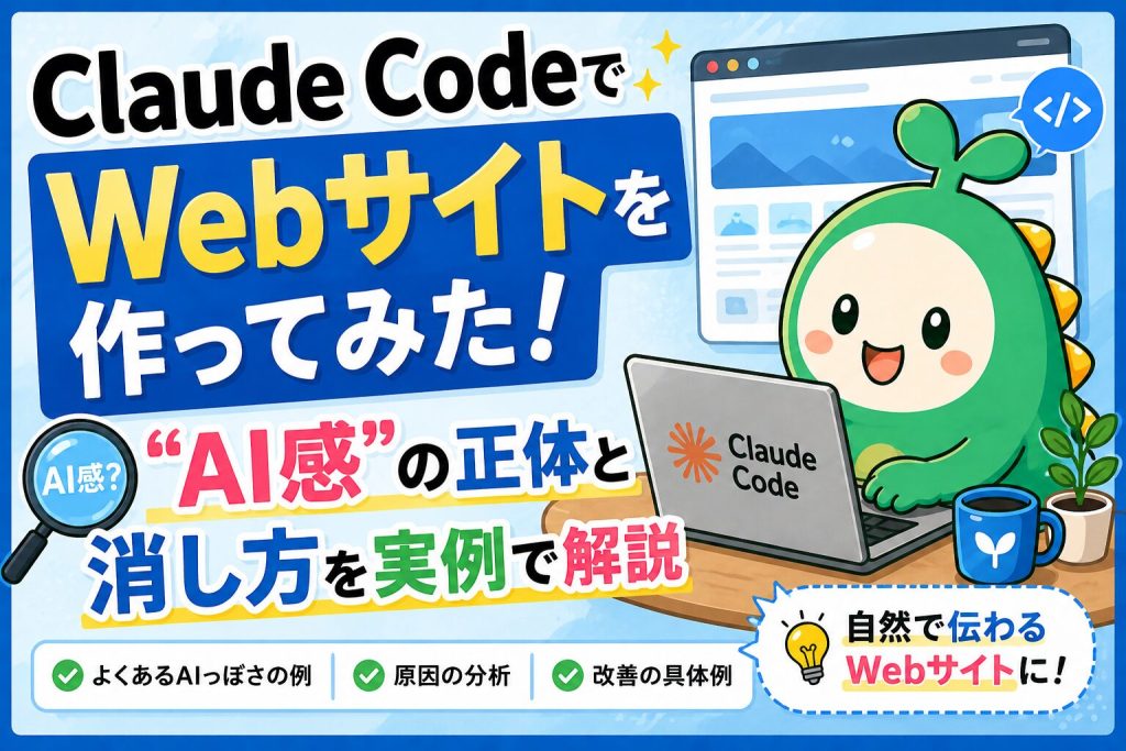 ClaudeCodeでWebサイトを作成した記事のアイキャッチ画像
