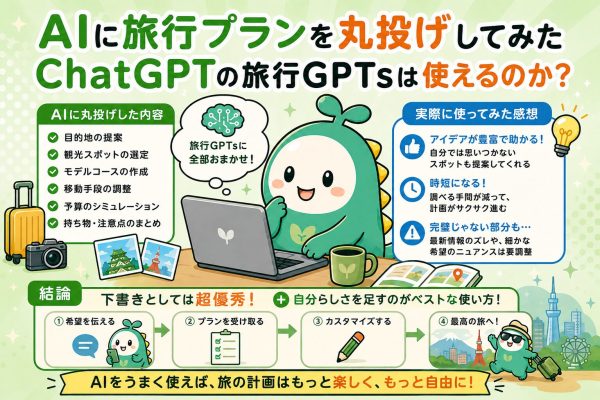 AIに旅行プランを丸投げしてみた｜ChatGPTの旅行GPTsは使えるのか？ のアイキャッチ画像
