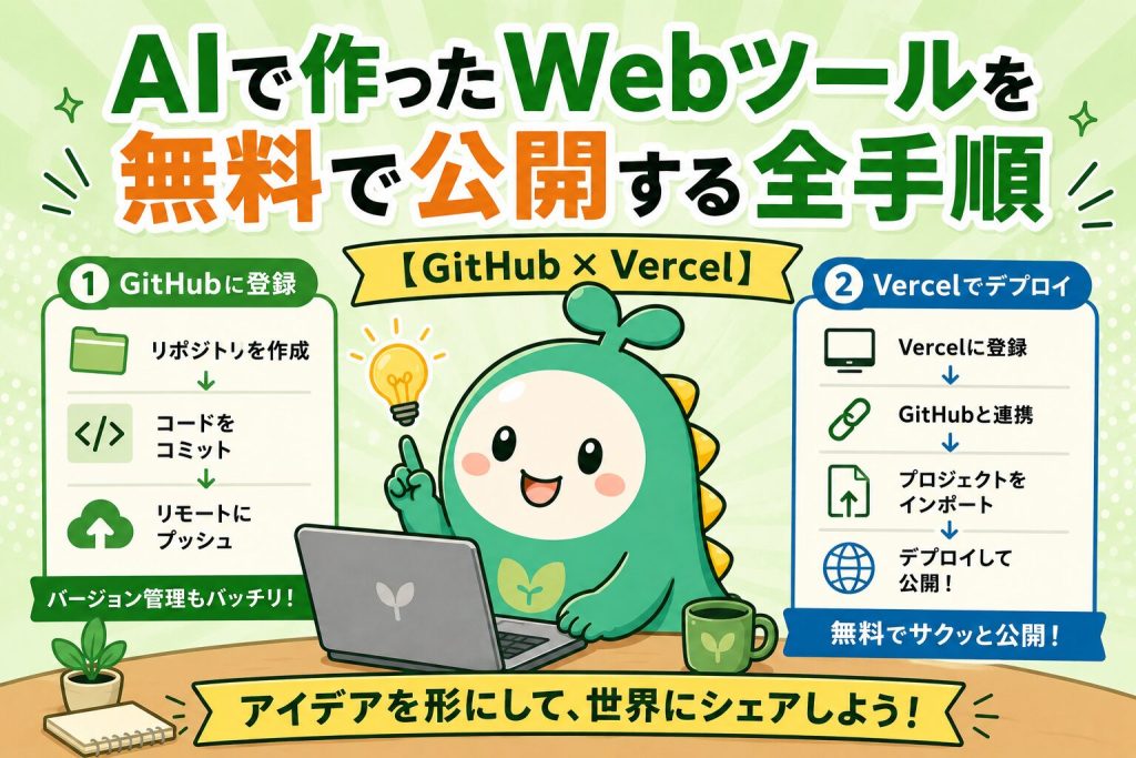 AIで作ったWebツールを無料で公開する全手順のアイキャッチ画像